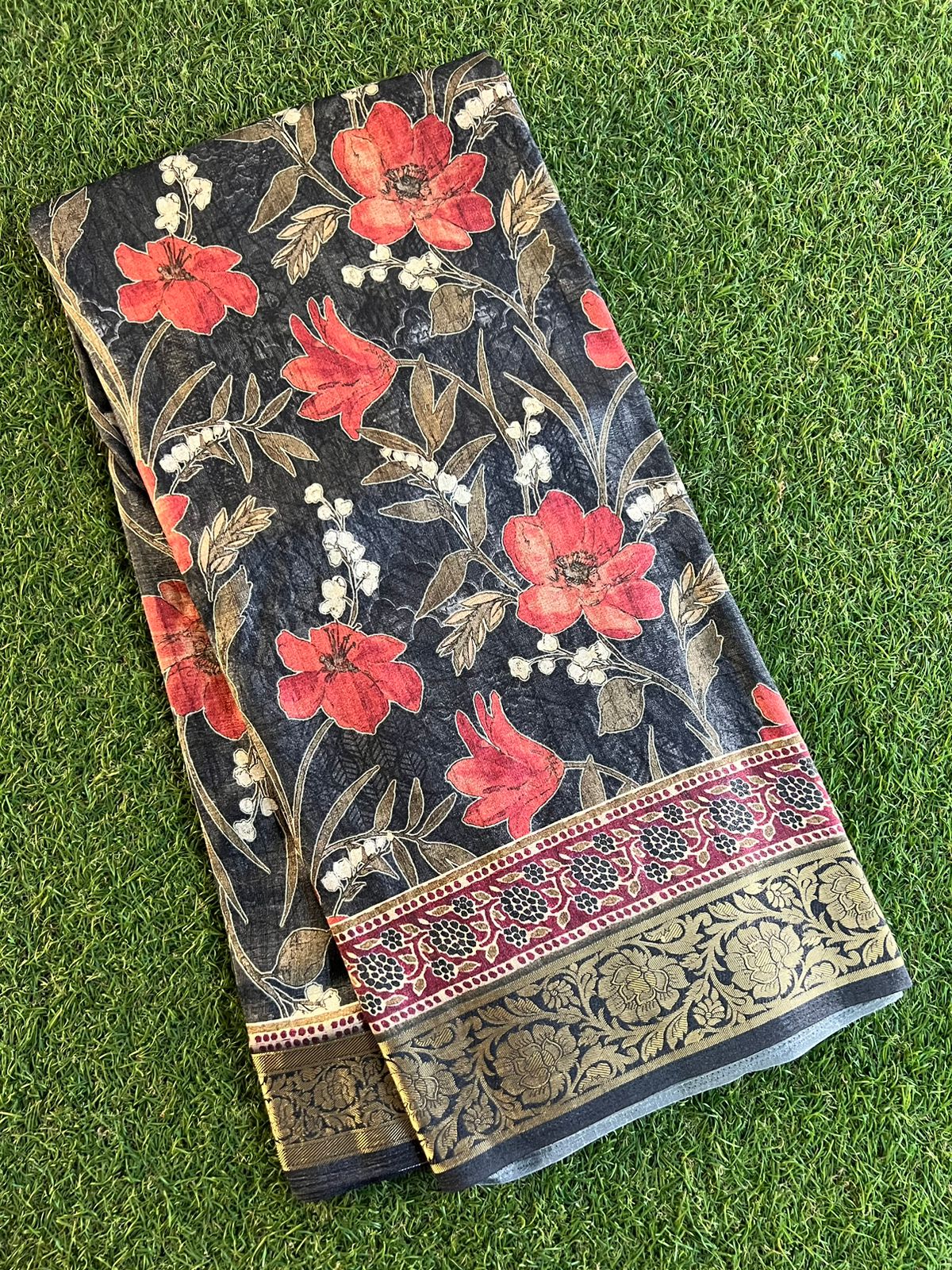 Digital printed matka viscose silk saree