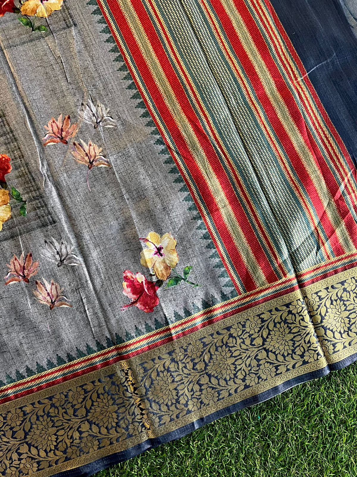 Digital printed matka viscose silk saree