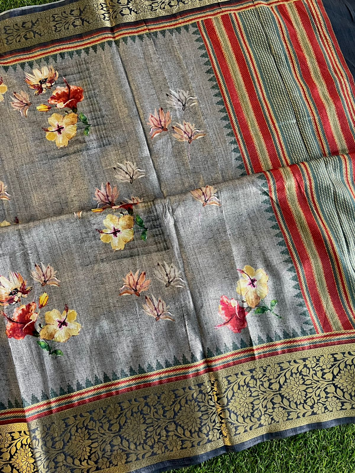 Digital printed matka viscose silk saree