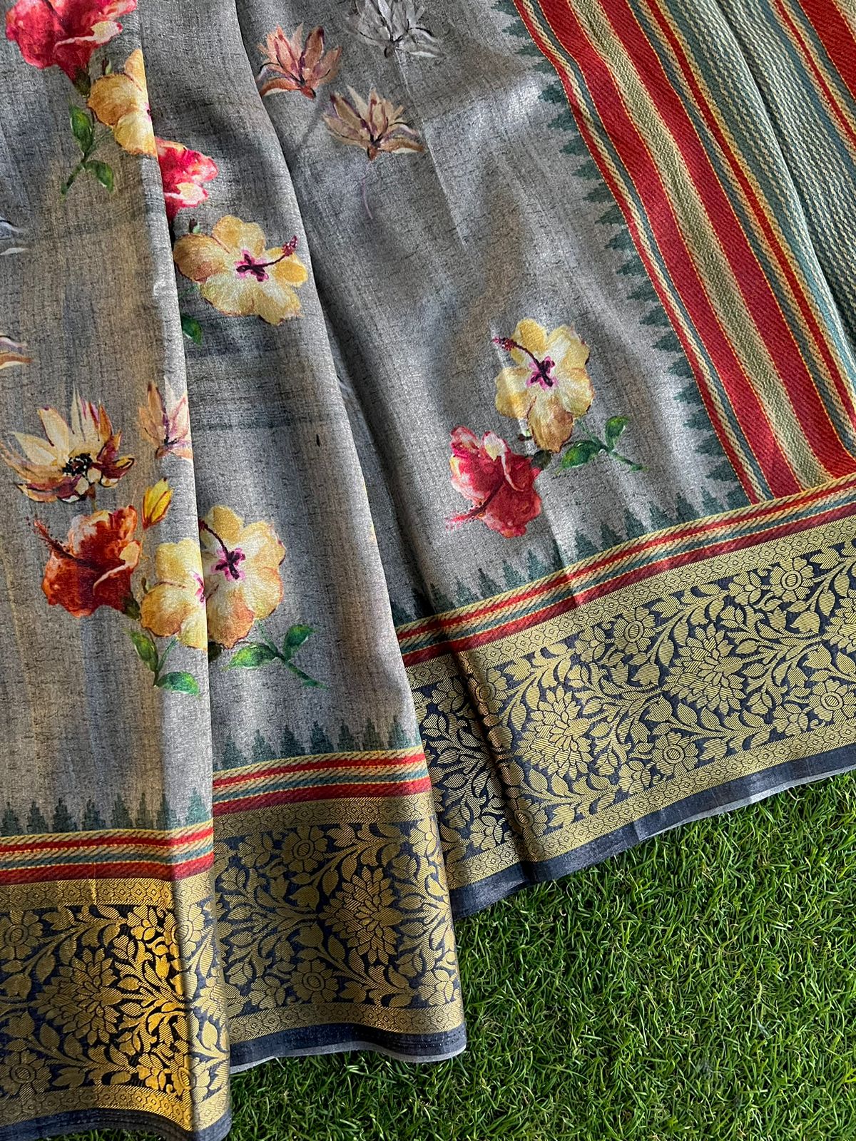 Digital printed matka viscose silk saree