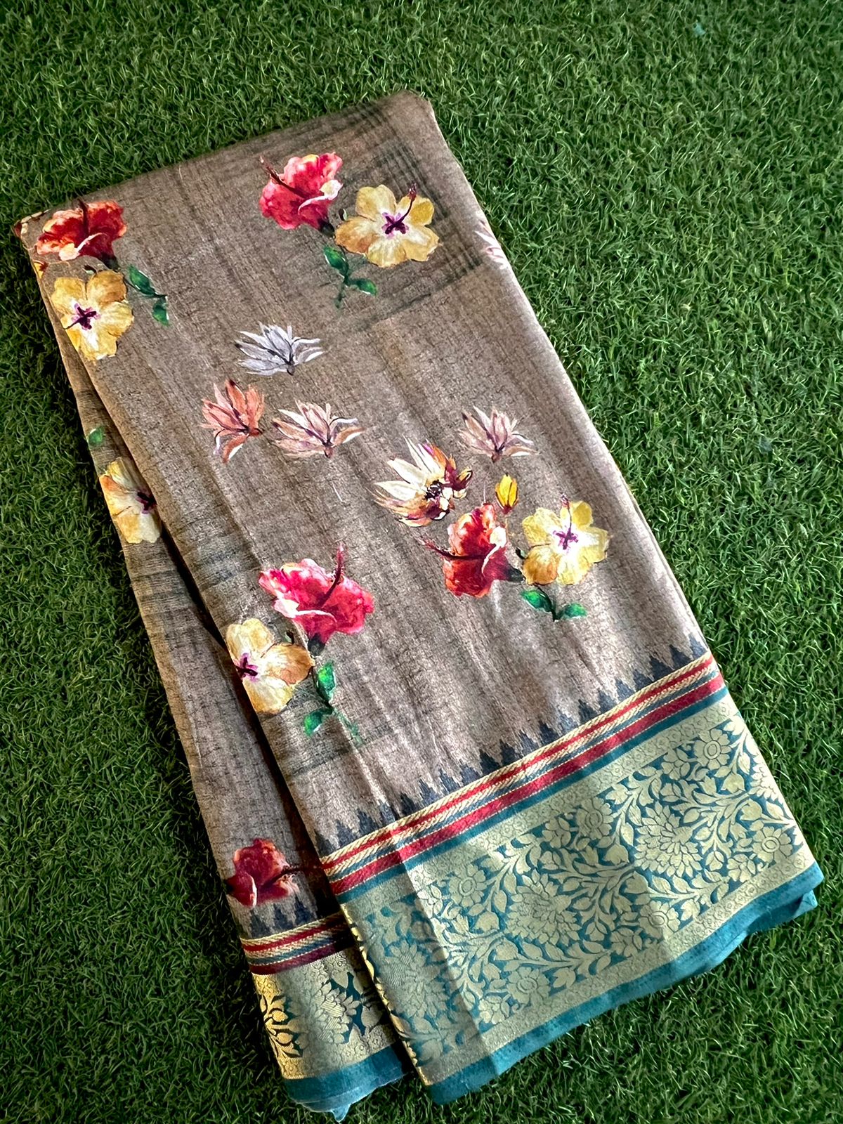 Digital printed matka viscose silk saree