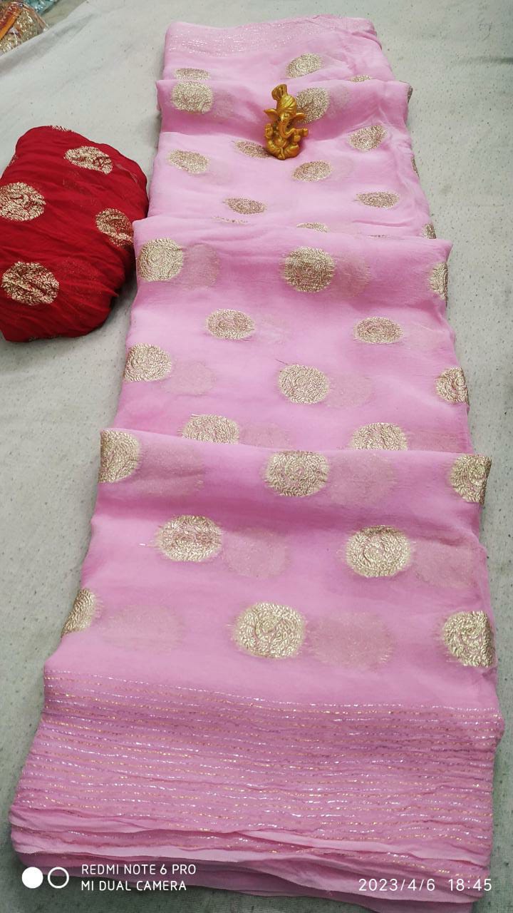 Georgette Golden Zari Work Saree