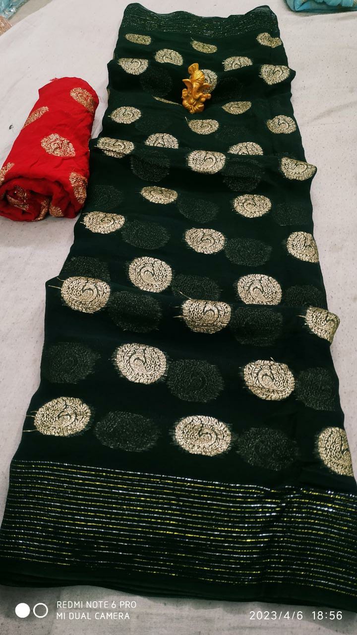 Georgette Golden Zari Work Saree