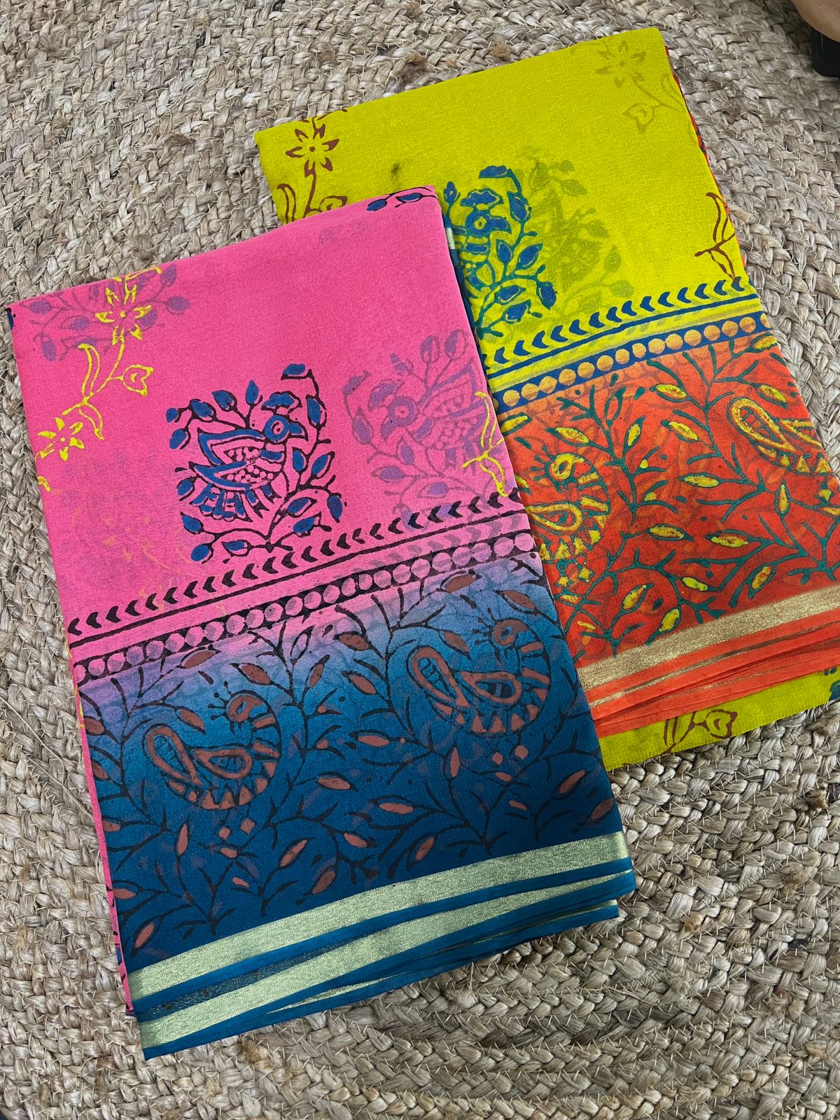 Hand Block Printed Light Weight Georgette Saree