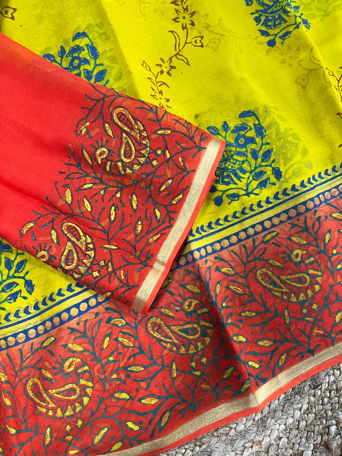 Hand Block Printed Light Weight Georgette Saree