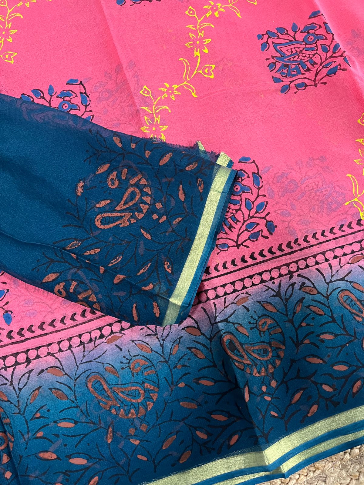 Hand Block Printed Light Weight Georgette Saree