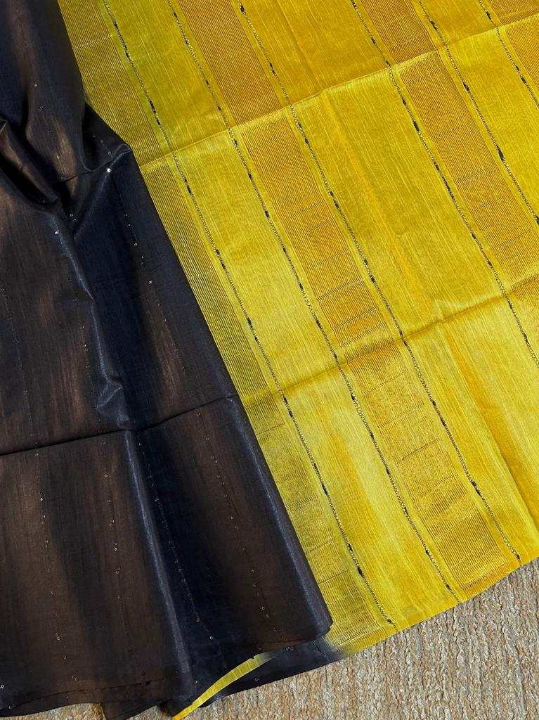 Hand loom bamboo silk saree