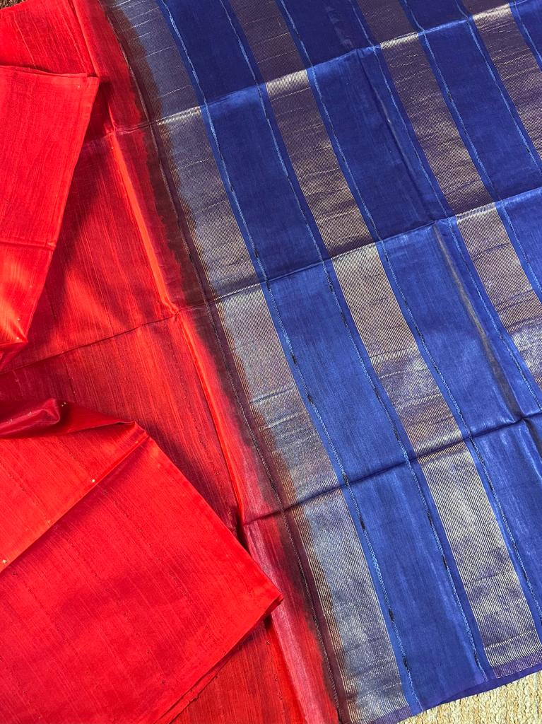 Hand loom bamboo silk saree