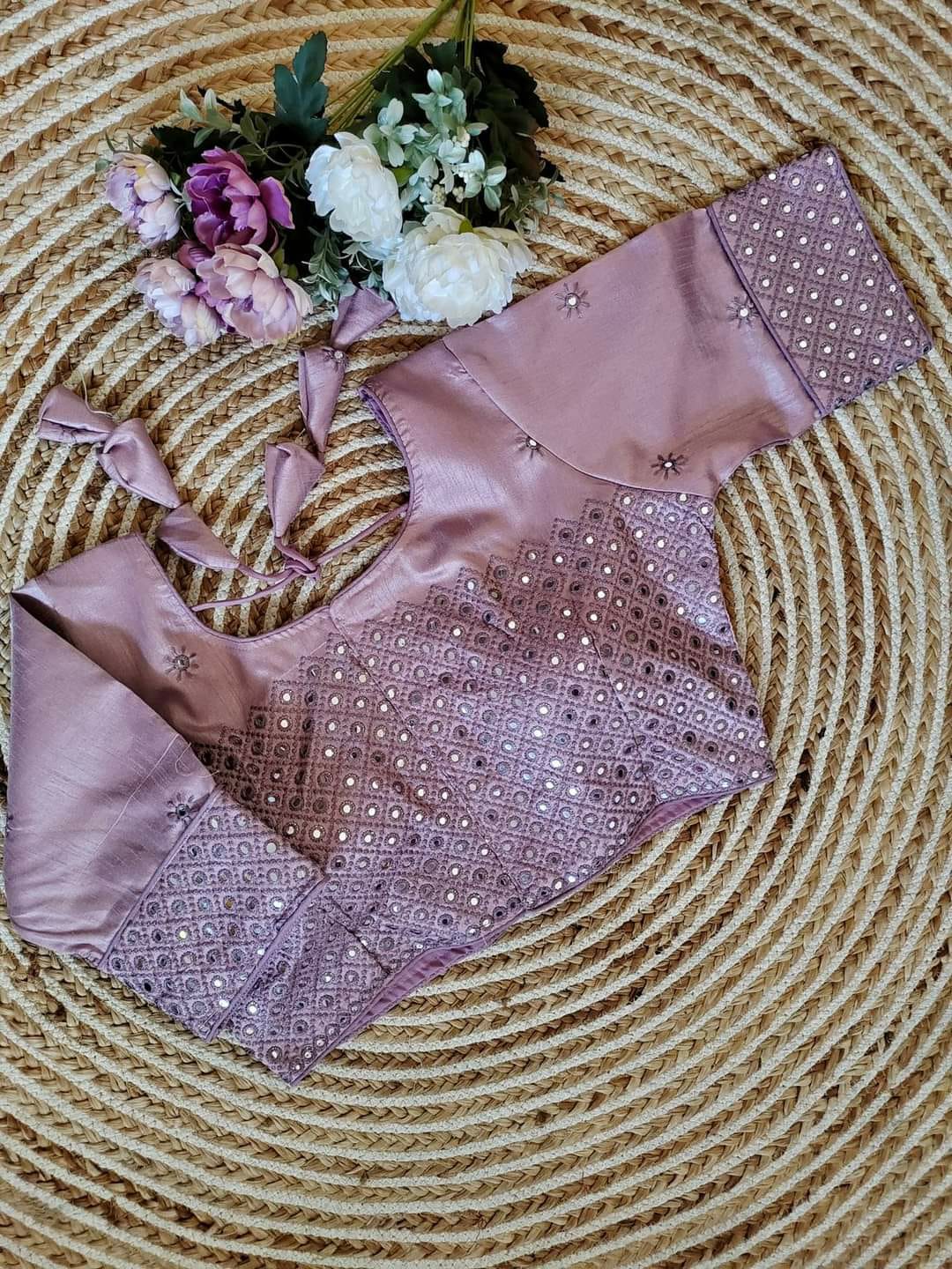Heavy mirror work readymade blouse