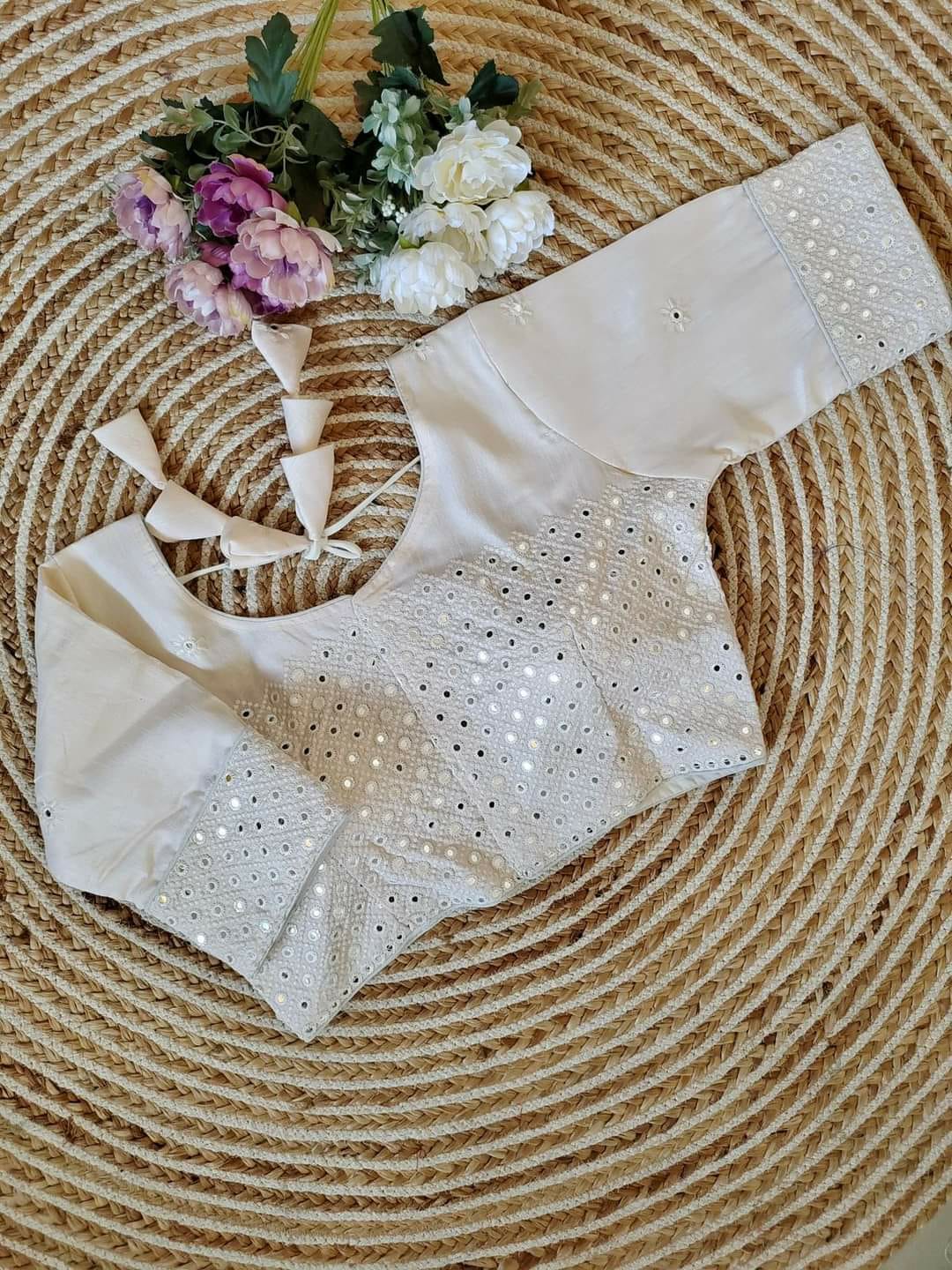 Heavy mirror work readymade blouse