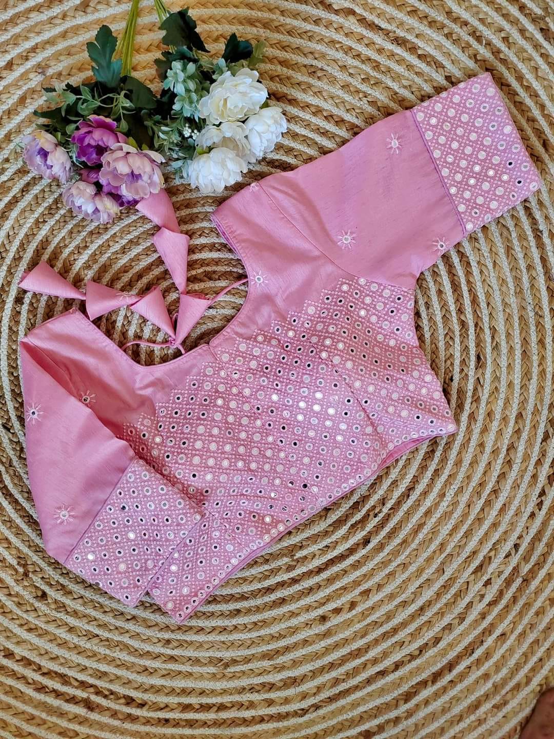 Heavy mirror work readymade blouse