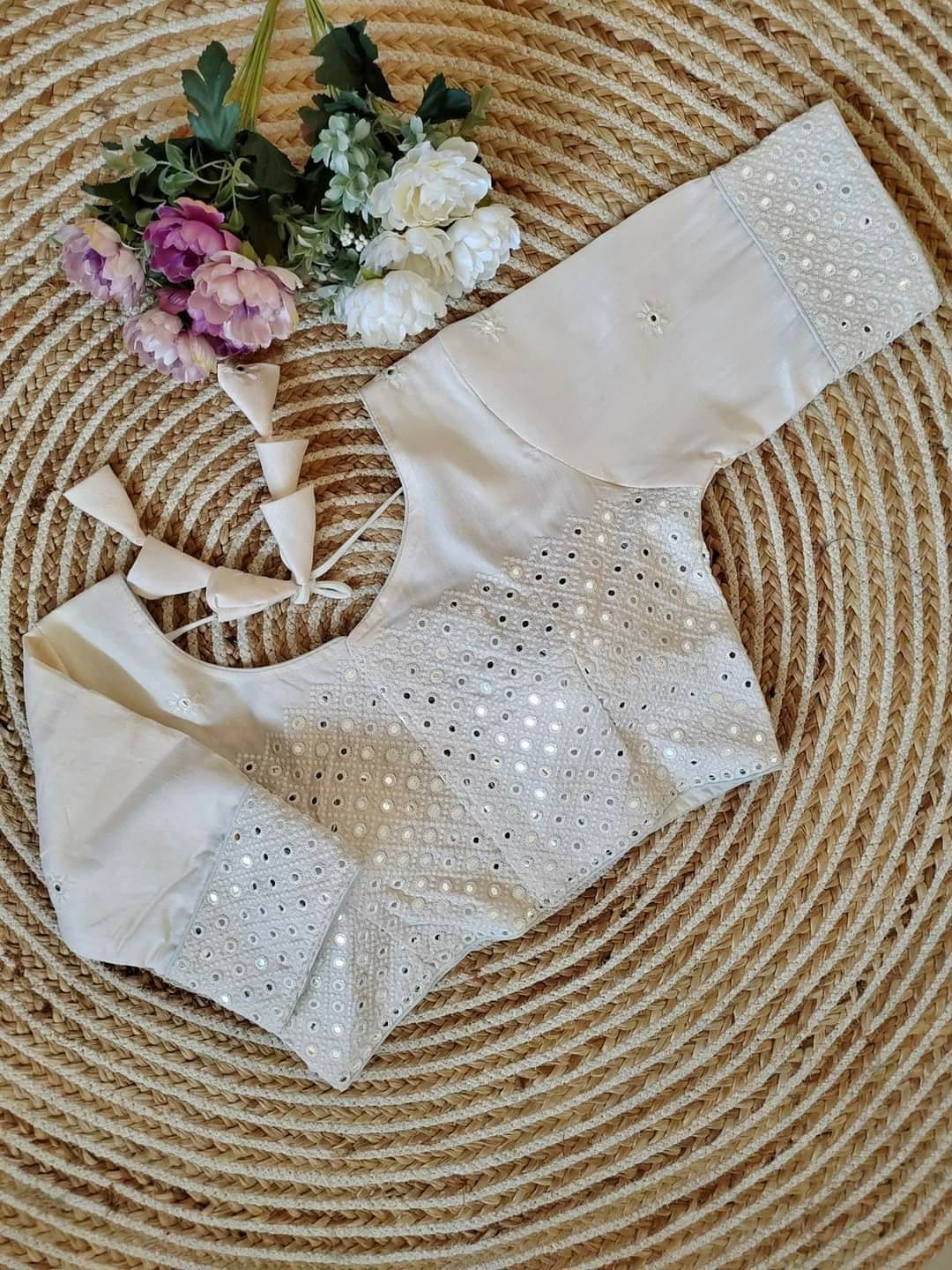 Heavy mirror work readymade blouse