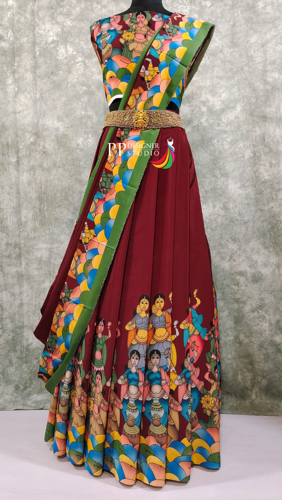 Kalamkari Crepe Silk Lehenga