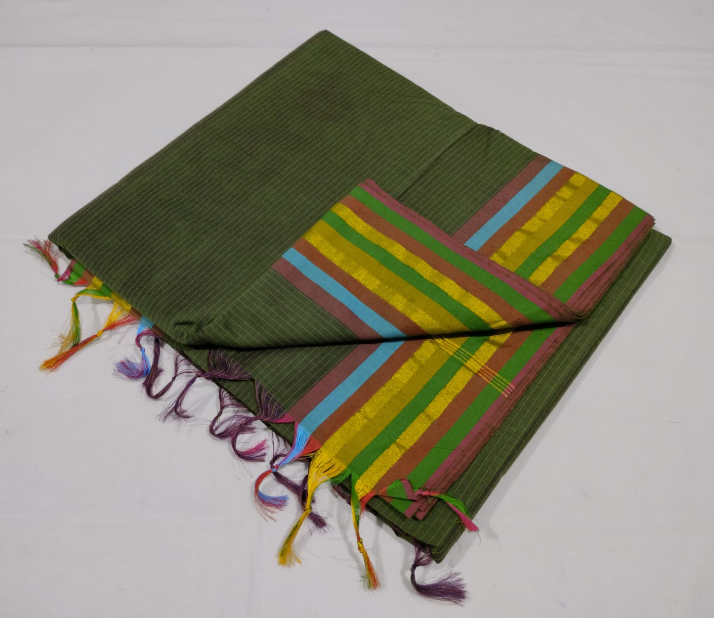 Kalyani cotton 9 yard madisar striped saree