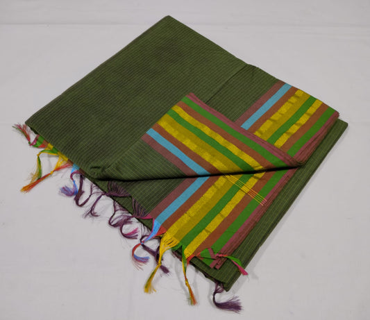 Kalyani cotton 9 yard madisar striped saree