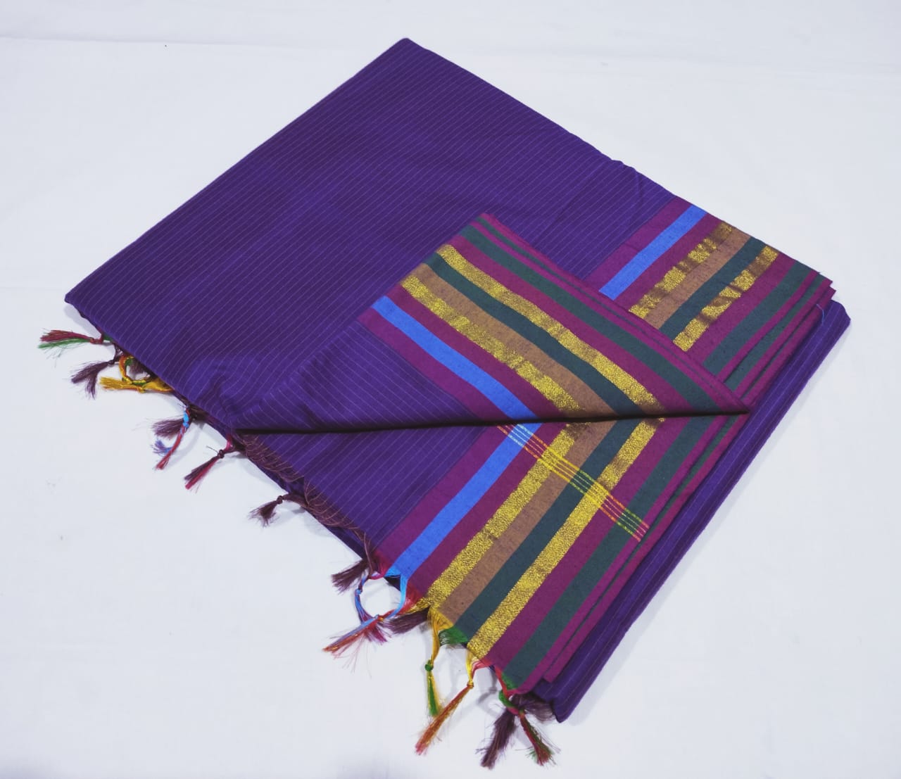 Kalyani cotton 9 yard madisar striped saree