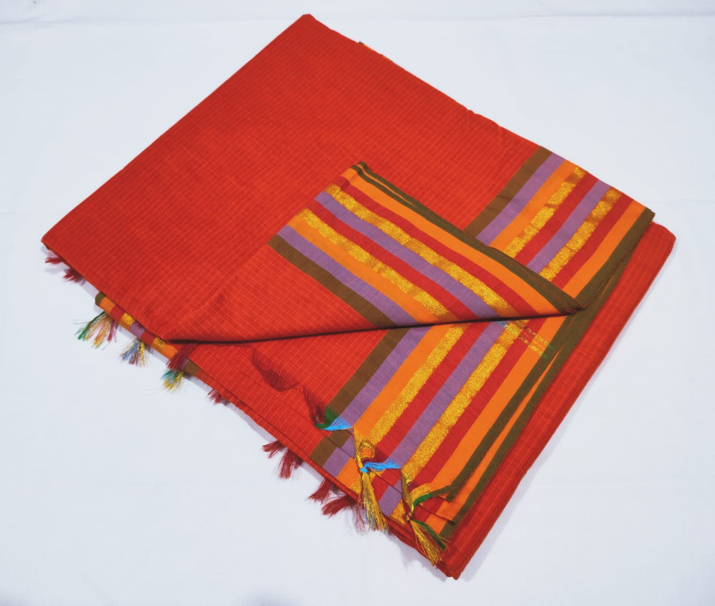 Kalyani cotton 9 yard madisar striped saree