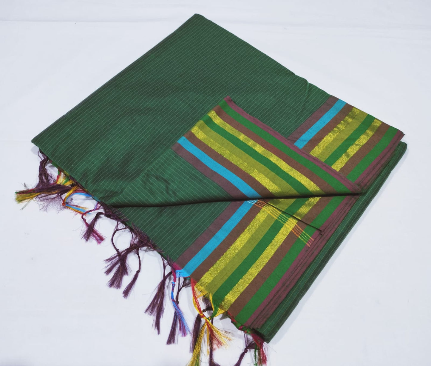 Kalyani cotton 9 yard madisar striped saree