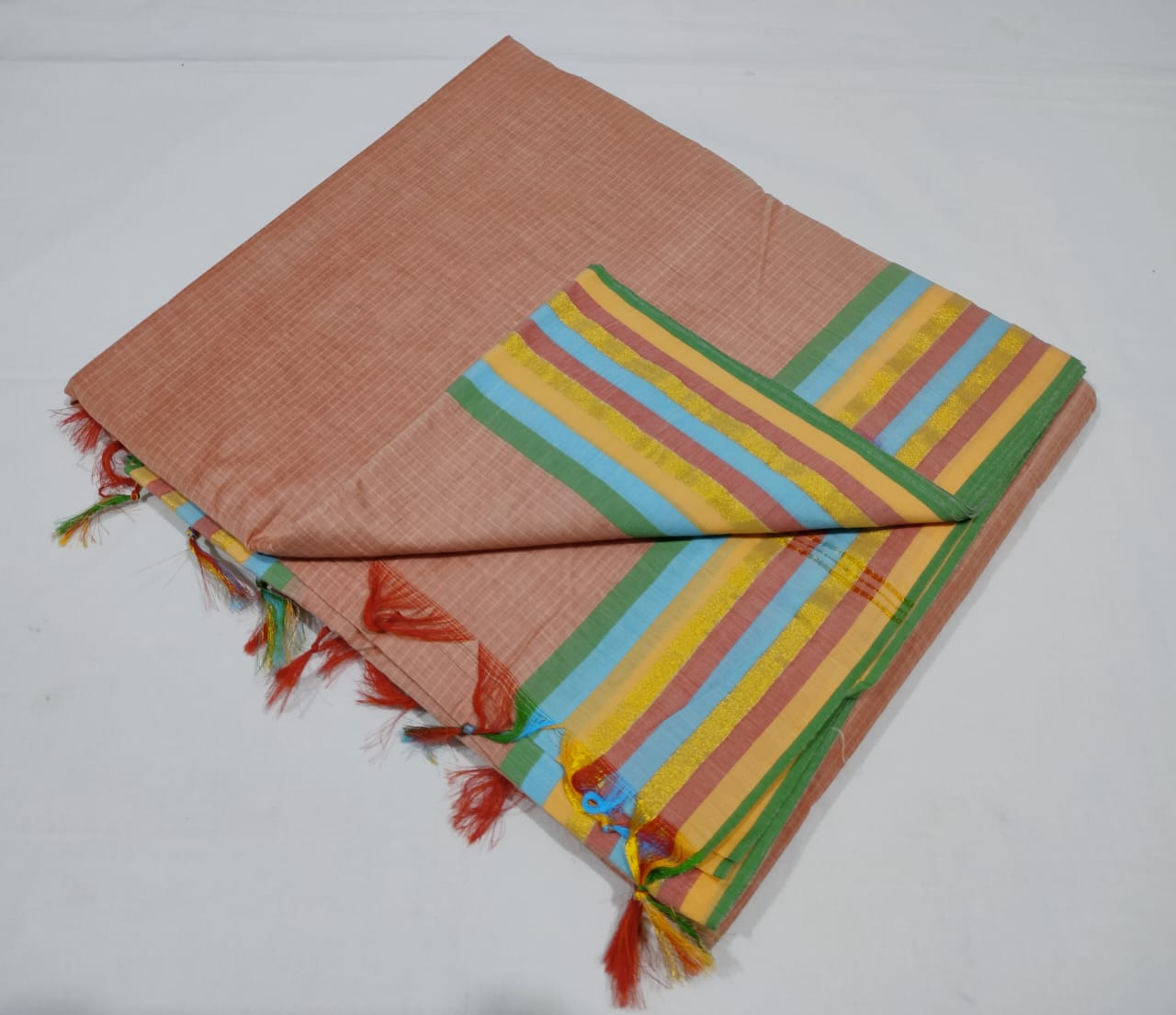 Kalyani cotton 9 yard madisar striped saree