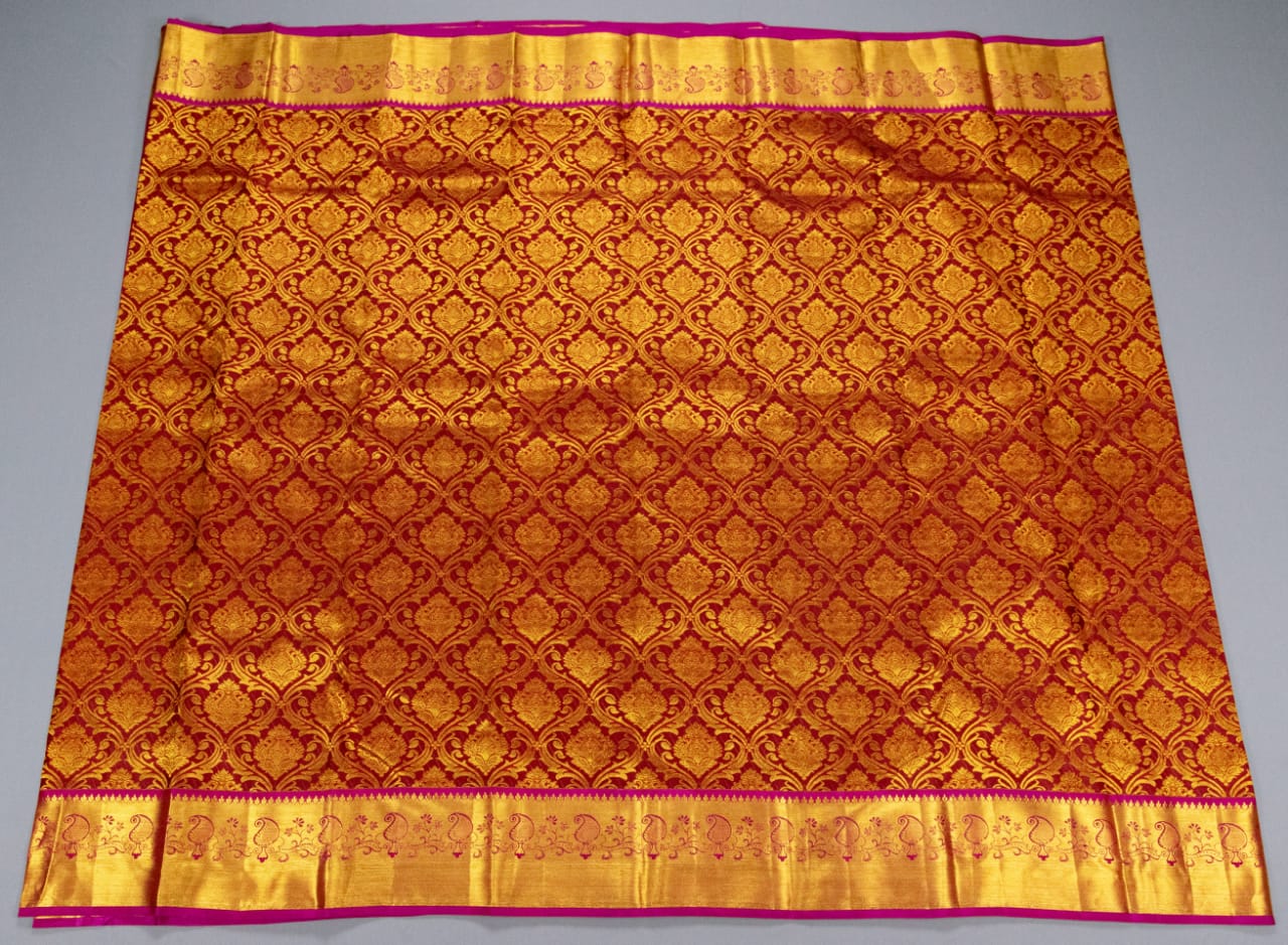 Kanchipuram Maroon With Rani Pink Colour Saree