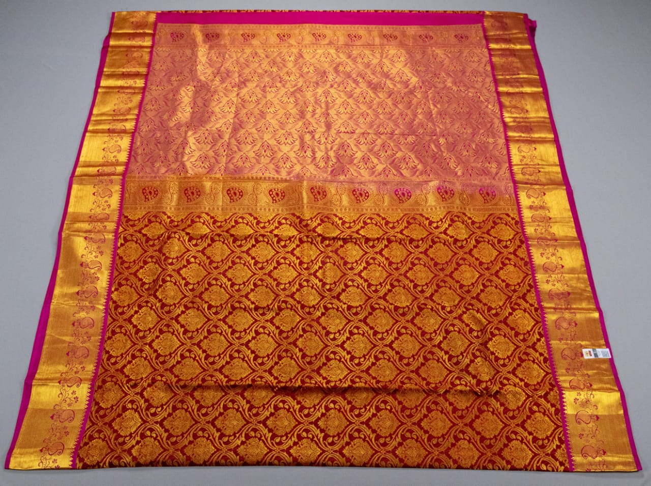 Kanchipuram Maroon With Rani Pink Colour Saree