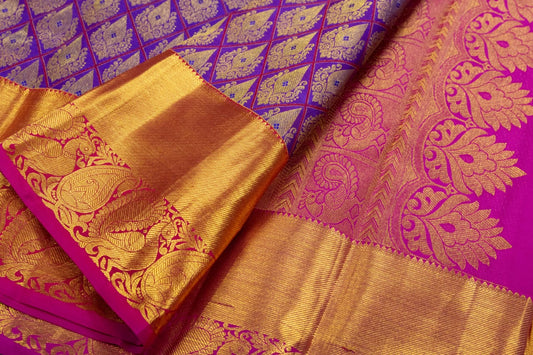 Kanchipuram Purple With Rani Pink Colour Saree