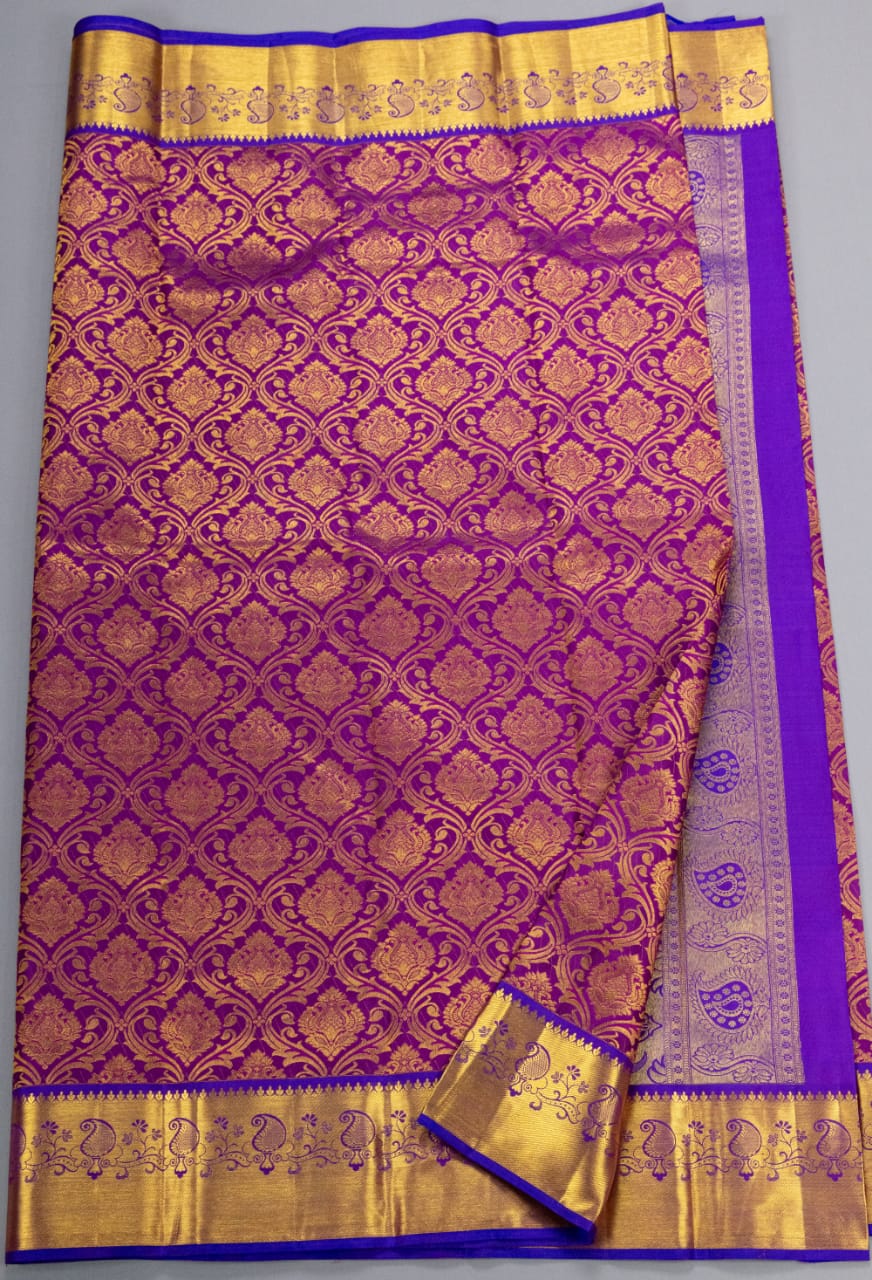 Kanchipuram Purple With Violet Colour Saree