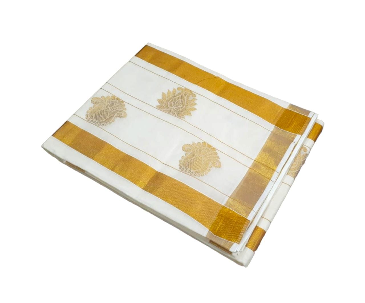 Kerala cotton butta work pallu saree