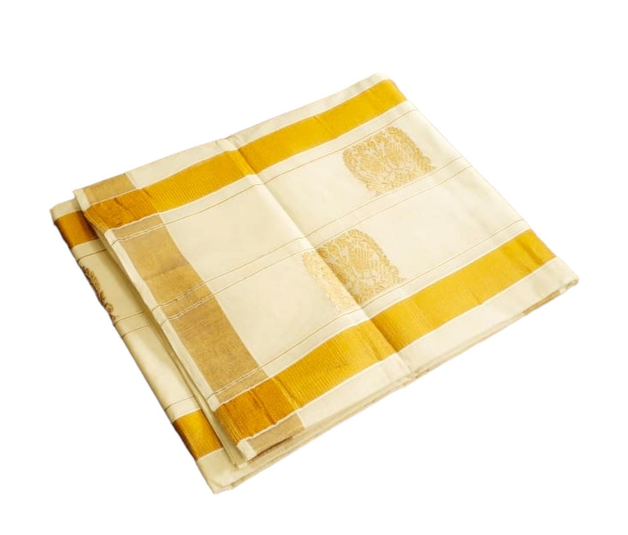 Kerala cotton butta work pallu saree
