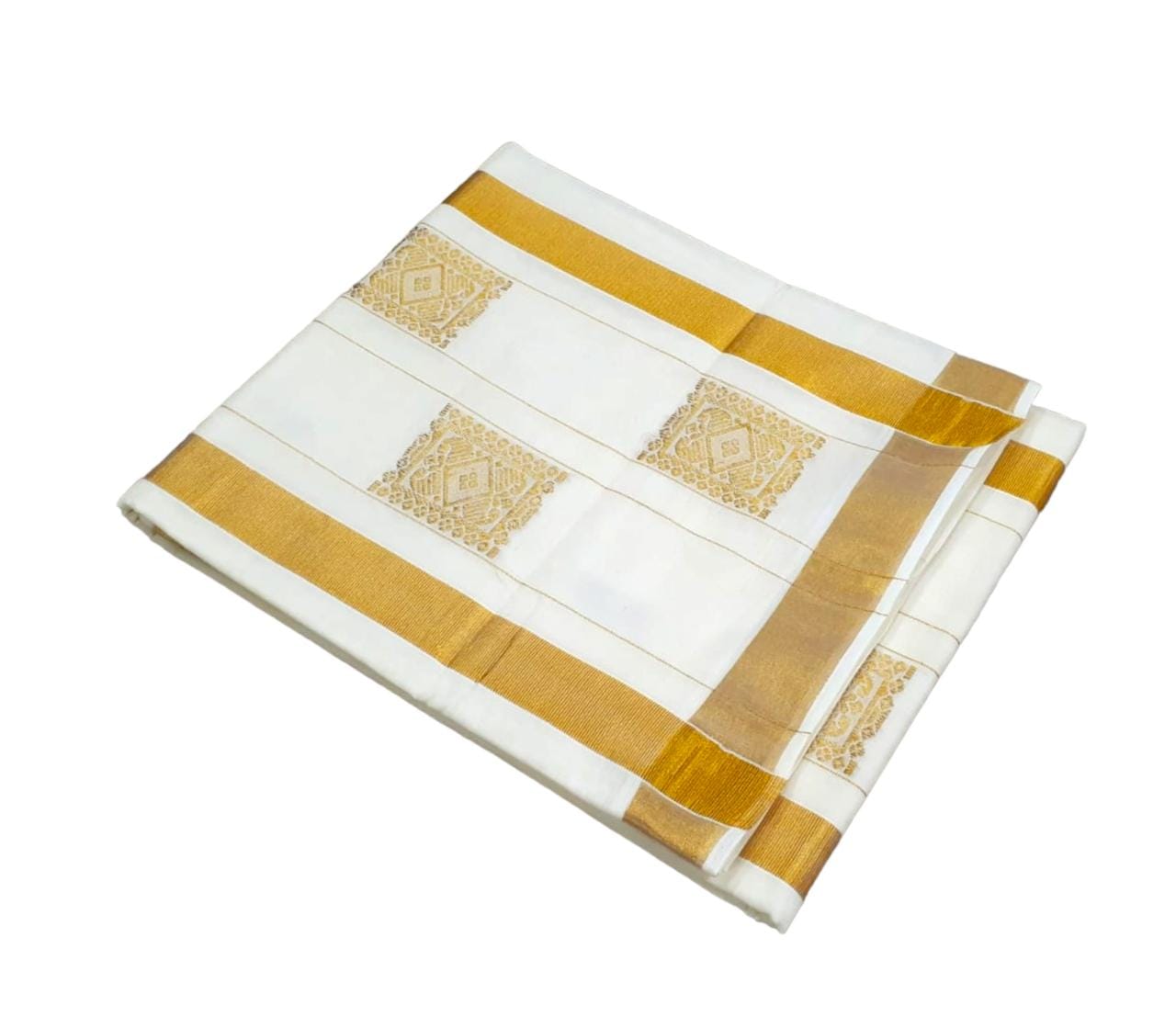 Kerala cotton butta work pallu saree