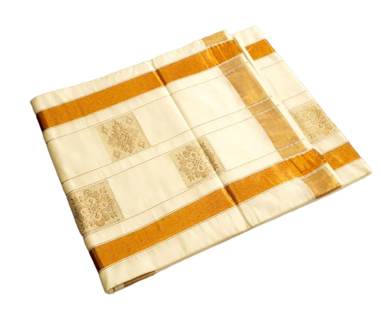 Kerala cotton butta work pallu saree