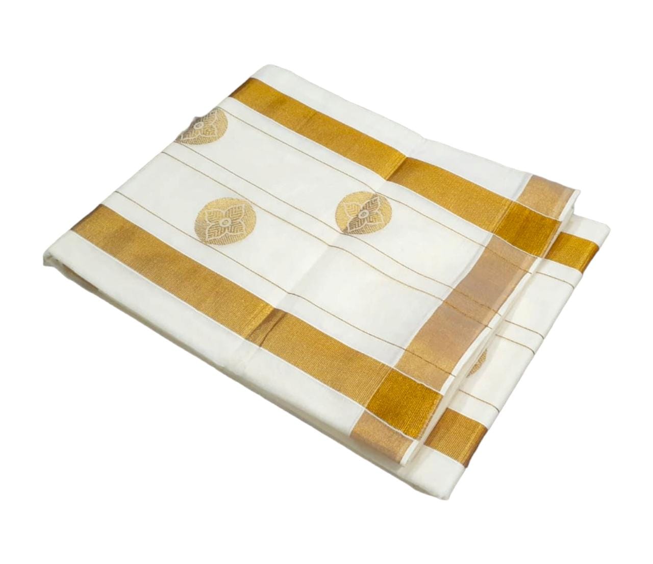 Kerala cotton butta work pallu saree