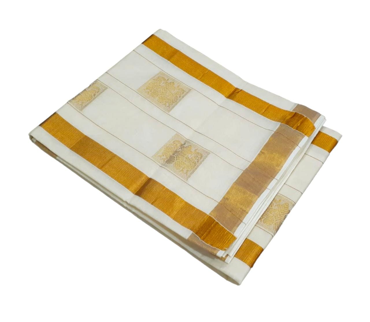 Kerala cotton butta work pallu saree