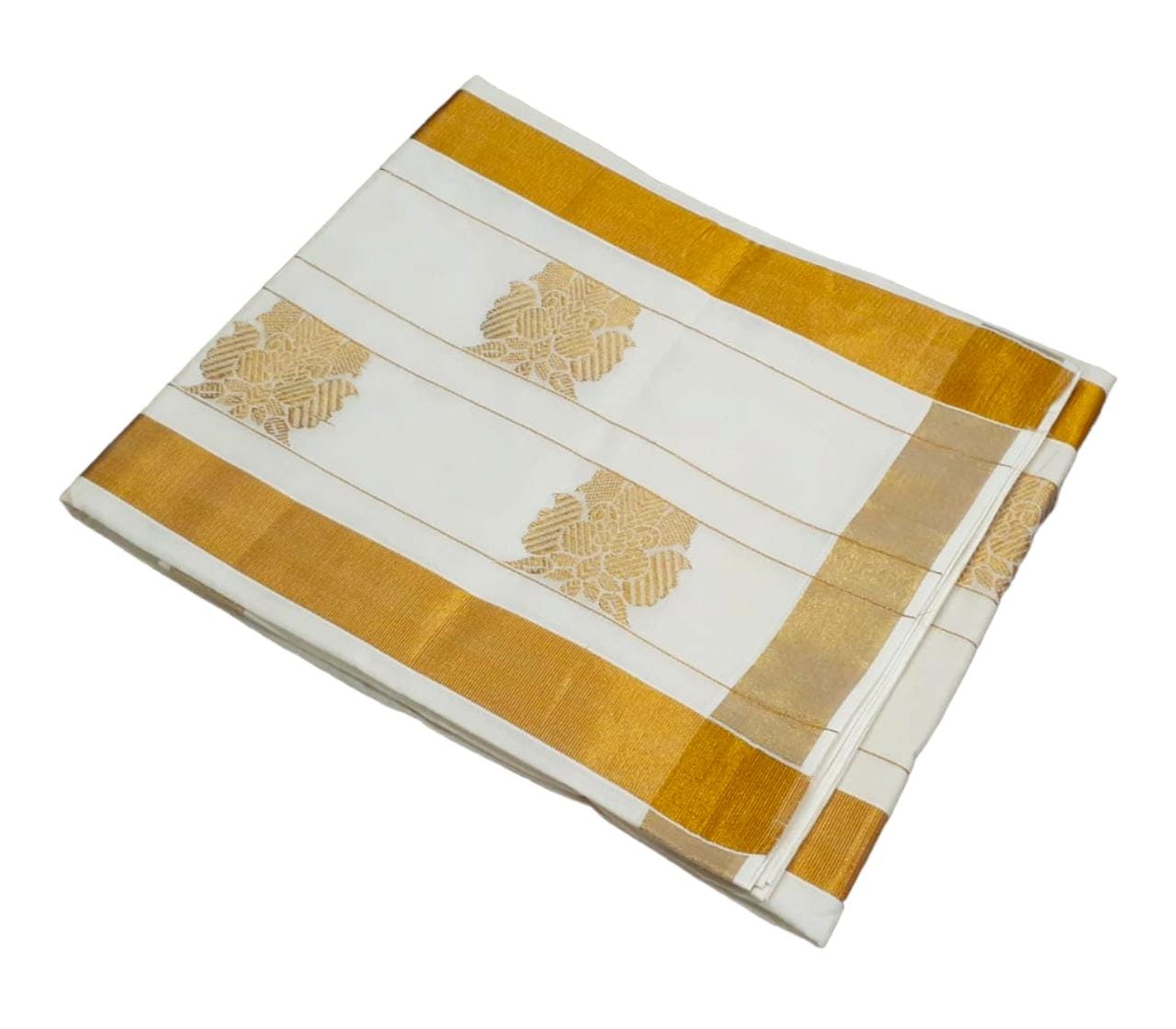 Kerala cotton butta work pallu saree