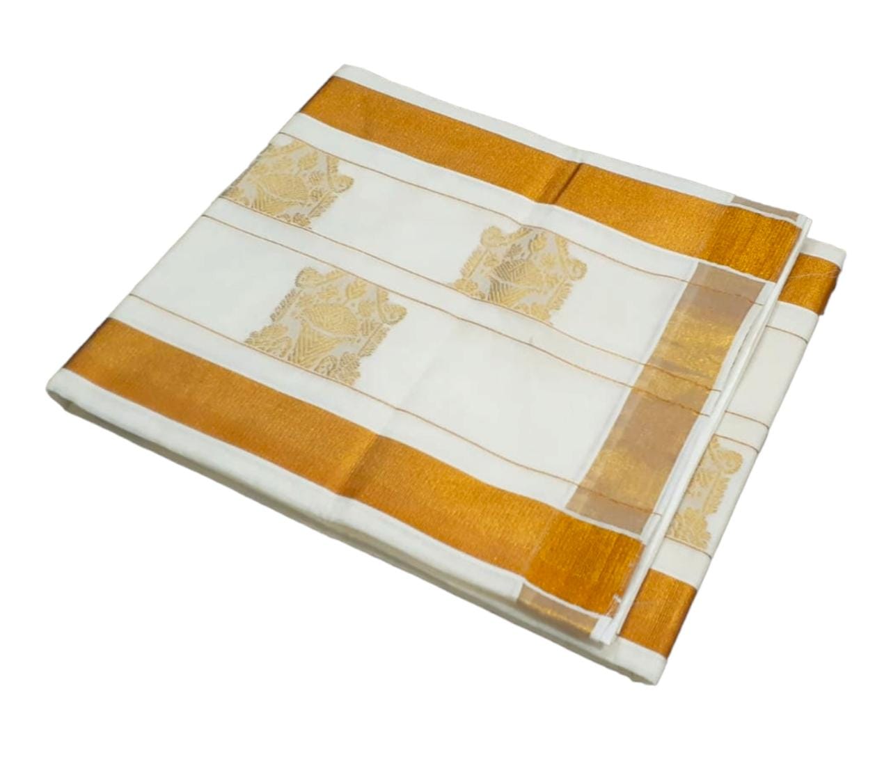 Kerala cotton butta work pallu saree