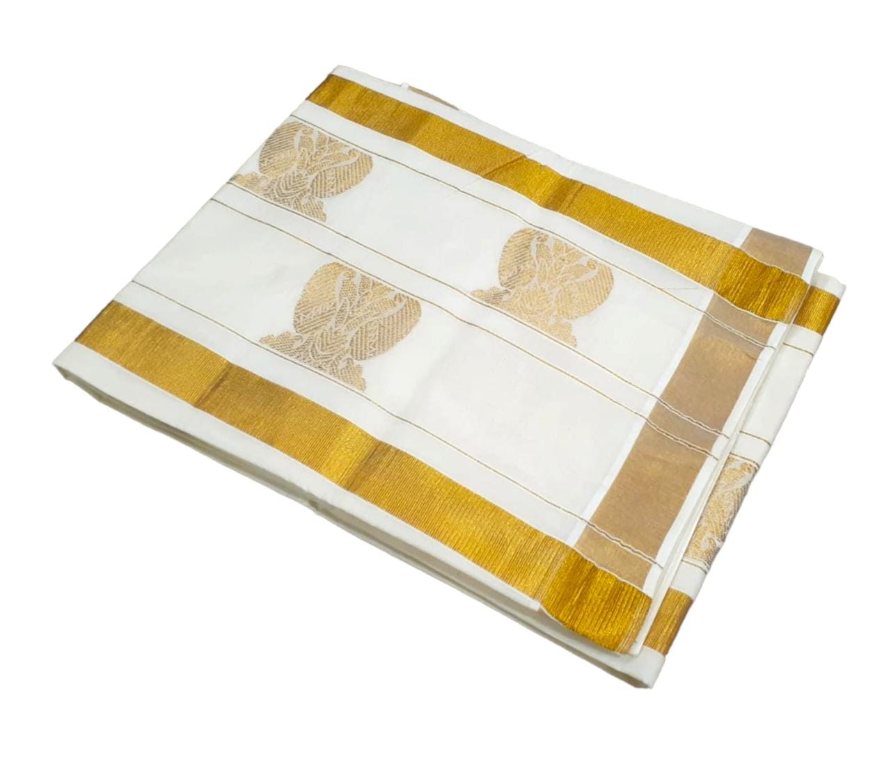 Kerala cotton butta work pallu saree