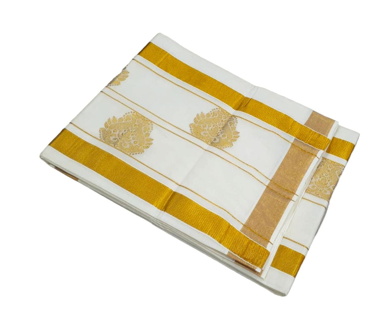 Kerala cotton butta work pallu saree