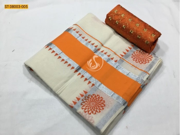 Kerala kasavu cotton saree