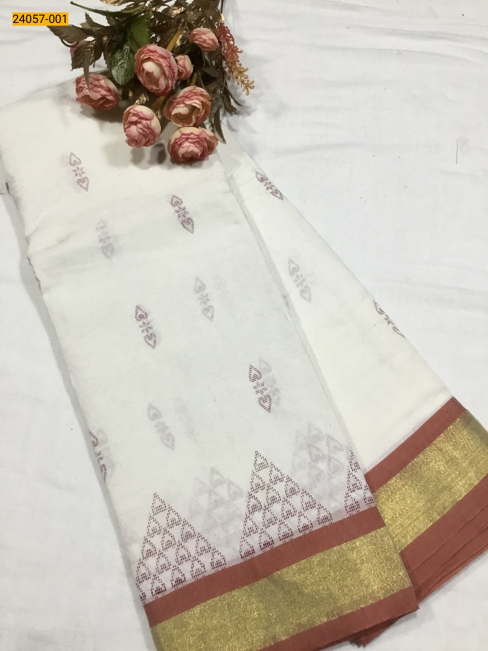 Pure asthri cotton printed kerala saree