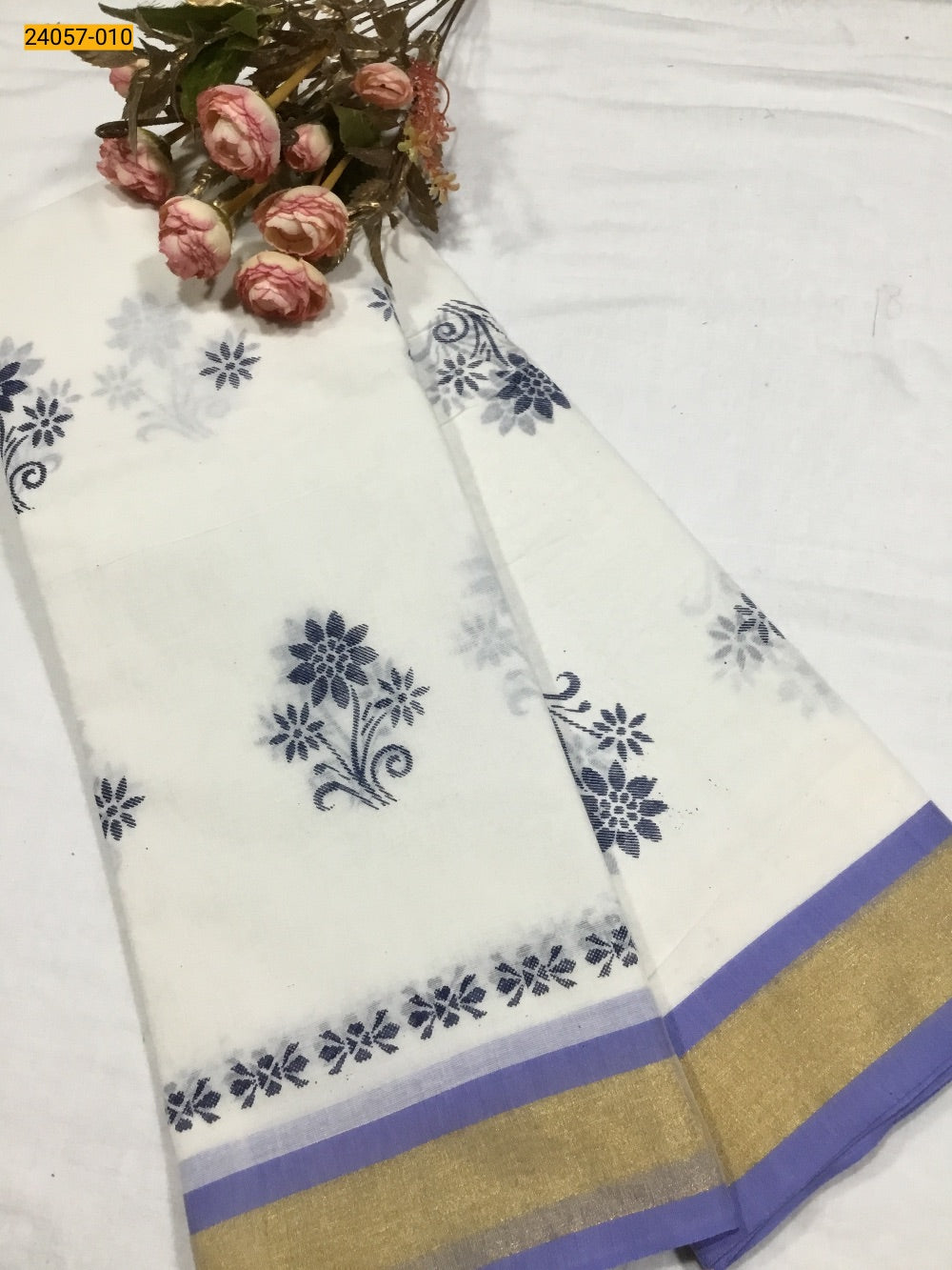 Pure asthri cotton printed kerala saree