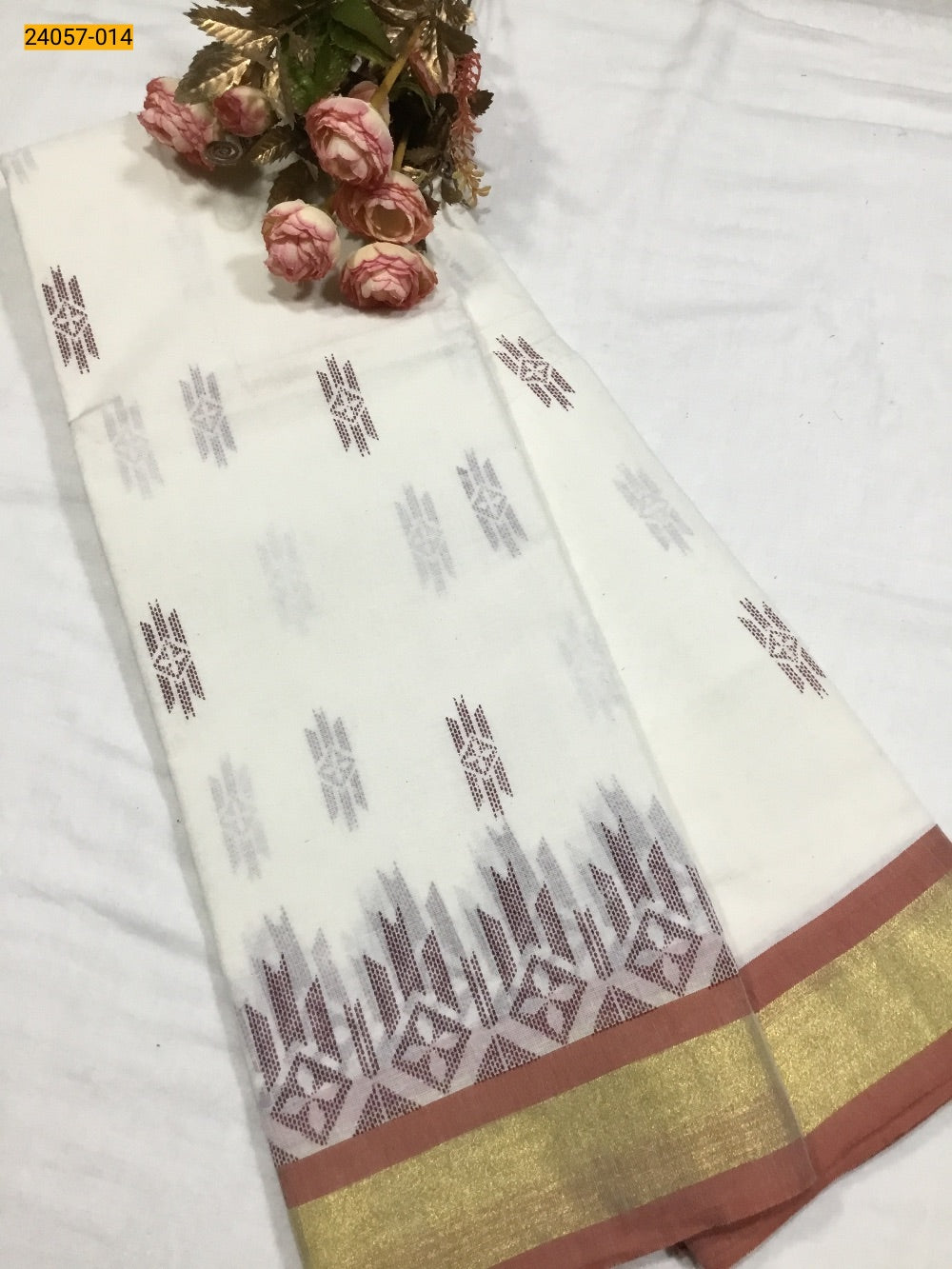 Pure asthri cotton printed kerala saree