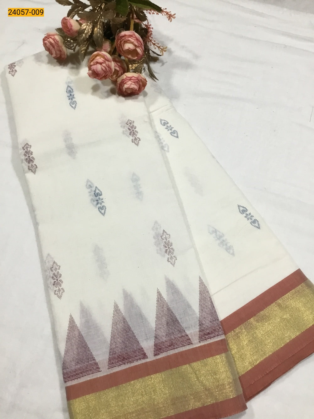 Pure asthri cotton printed kerala saree