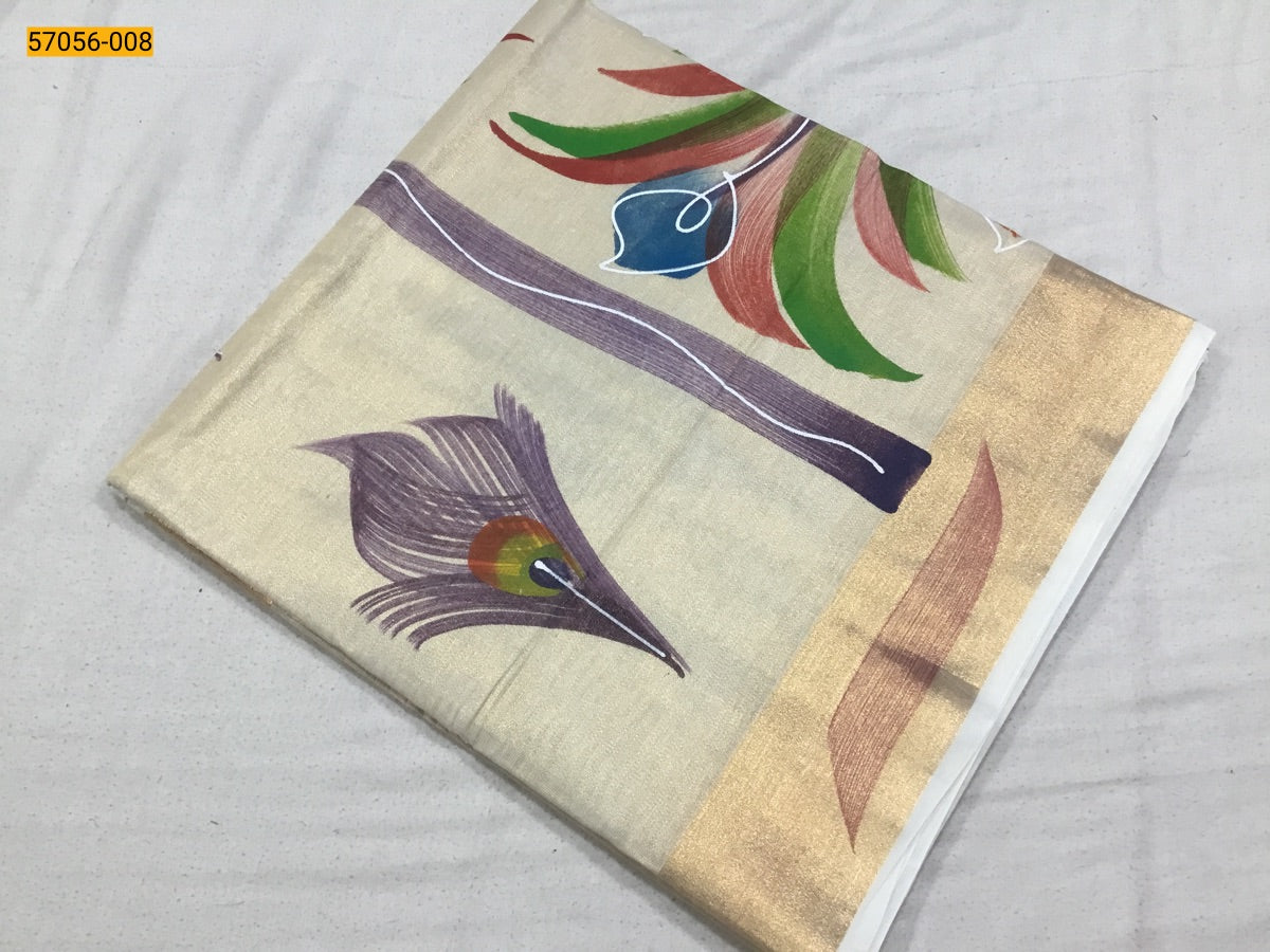 Kerala soft tissue printed silk saree