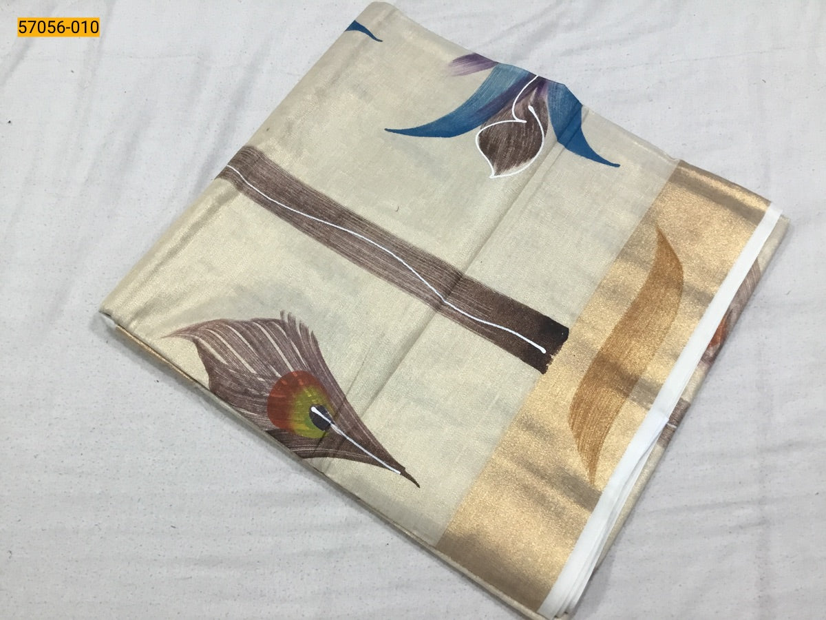 Kerala soft tissue printed silk saree