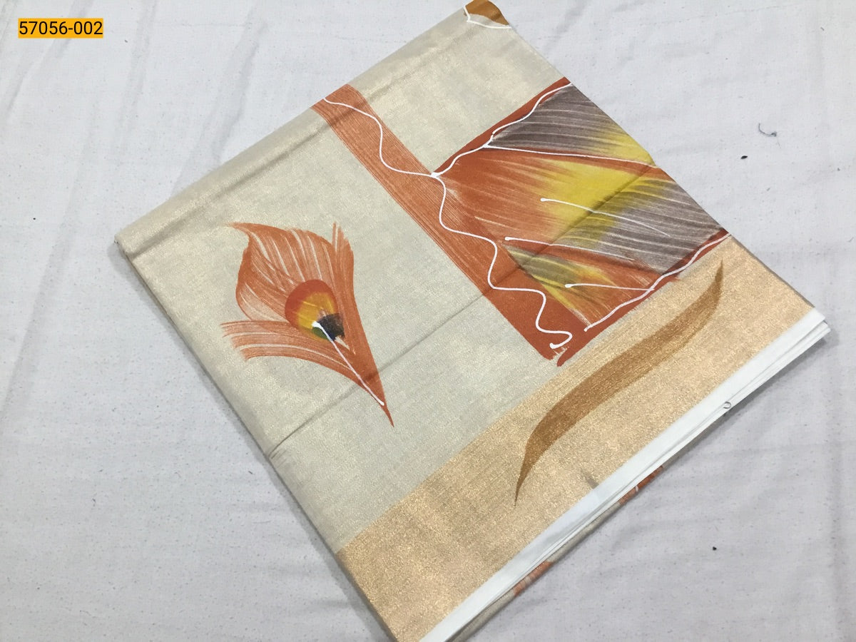 Kerala soft tissue printed silk saree