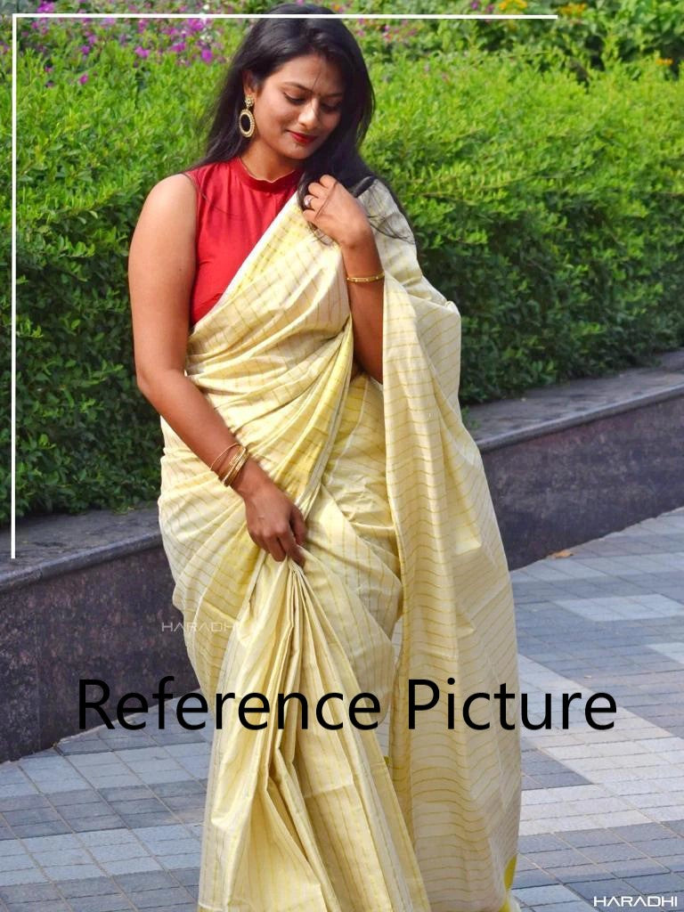 Kerala cotton copper tissue strips saree