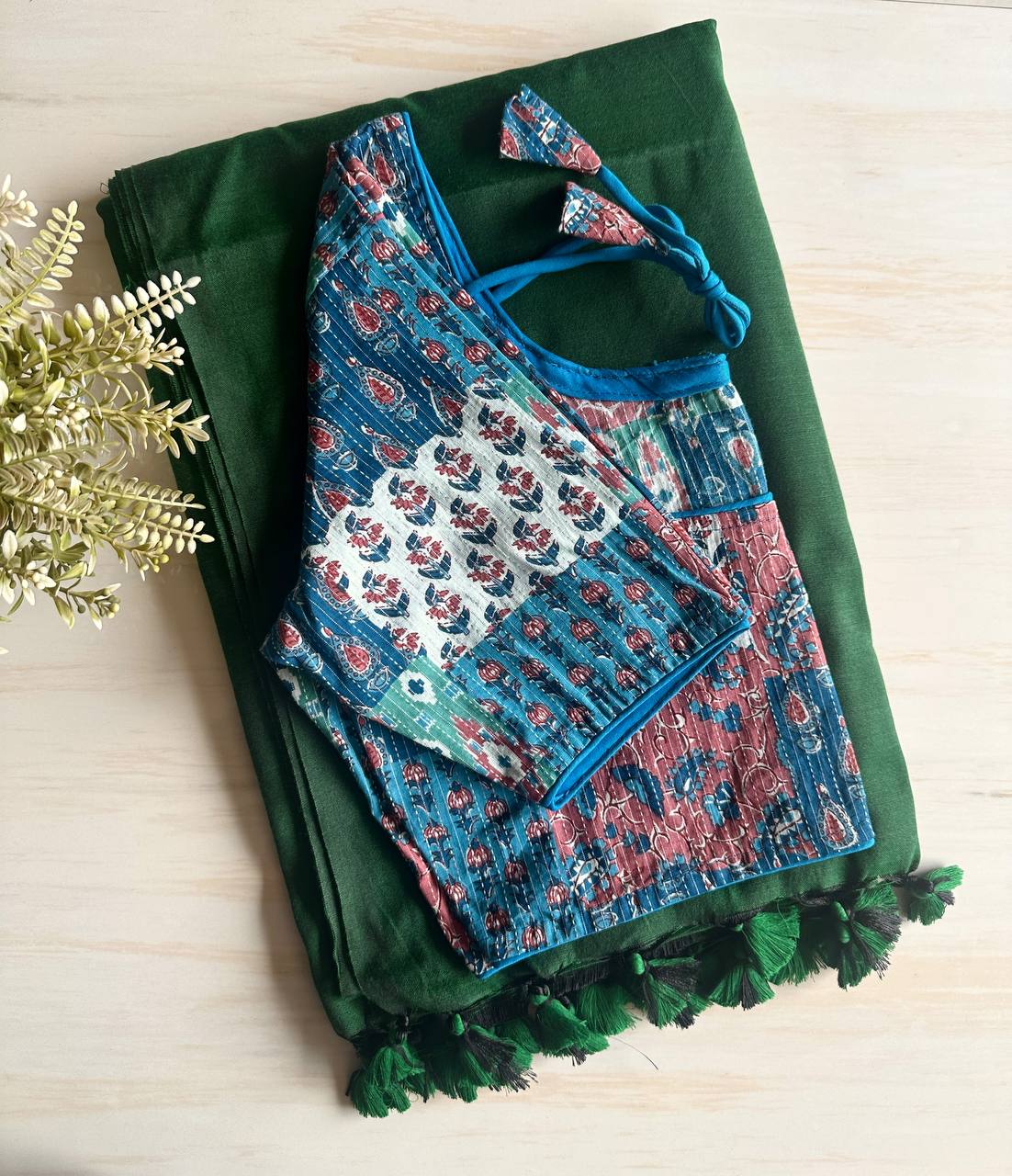 Khadi Saree With Designer Readymade Blouse