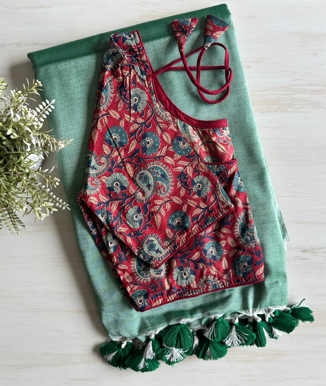 Khadi Saree With Designer Readymade Blouse