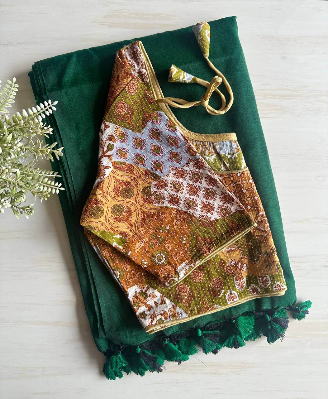 Khadi Saree With Designer Readymade Blouse
