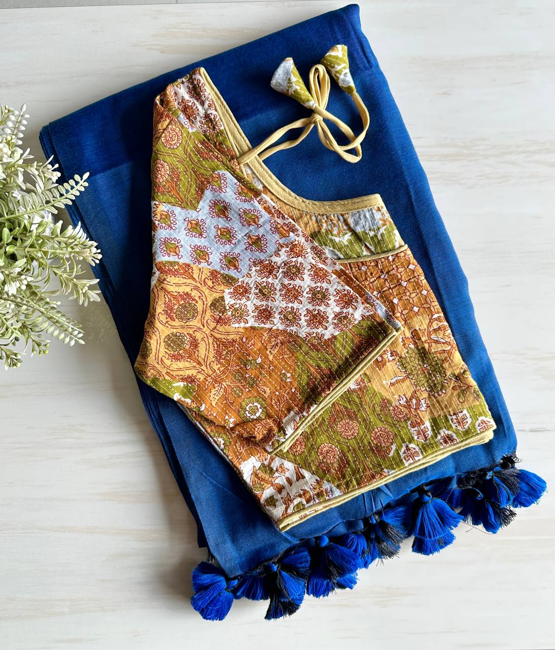 Khadi Saree With Designer Readymade Blouse